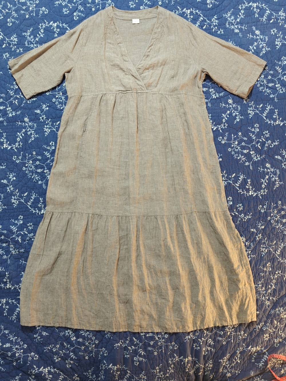 Women’s Poetry Linen Maxi Dress Neutral Tan Beige US 14